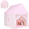 HOMASIS Tenda Bambini Cameretta, Capanna per Bambini da Interno con Tetto e Finestre, Tenda Gioco con Struttura in Legno, Casetta per Bambini con Tappettino, 120 x 105 x 140 cm (Modello 3, Rosa)
