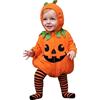 Generico 2 Pezzi Zucca Costume Halloween Neonato - Maniche Lunghe Vestito Halloween Vestito Zucca Neonatos Unisex Tuta Con Cappuccio 0-18 Mesi