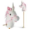 Pink Papaya Mandy - Cavallo a forma di unicorno, in peluche con funzione sonora e rumore di galoppo, colore: bianco con criniera rosa