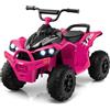 COSTWAY 12V Quad Elettrico per Bambini, Macchina Elettrica con Velocità Alta/Bassa, Sedile Comodo Fari Corno e Musica, Auto Elettrica Cavalcabile 2,2/4,3 km/h (Rosa)