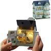 ELPHNUTSEY Kit di mobili in legno fai da te per casa delle bambole,mini casa delle bambole fatta a mano con LED,scala 1:24,giocattoli creativi in legno per adulti,amici,amanti,regalo di compleanno