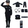 Generico Costume Da Polizia Bambino Poliziotto Vestito Con Polizia Camicia Pantaloni Gioco Di Ruolo E Altri Accessori Della Poliziotto Per Abiti Costume Per Halloween Carneval Bambini (Black, 6-7 Years)