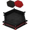SIQUK 2 Pezzi Vassoio per Dadi da in Pelle PU Porta Dadi Pieghevole per Dadi Esagonale per Giochi di Dadi Come RPG, DND e Altri Giochi da Tavolo (Nero e Rosso)
