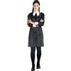 Ciao-mercoledì Addams Vestito Costume Travestimento Bambina Ragazza Originale Wednesday (Taglia XS), Colore Nero, Bianco