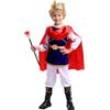Generisch Cosplay bambino bambino ragazzo principe affascinante abbigliamento bambina medievale festa regale abbigliamento con top pantaloni bianco mantello cintura nero copriscarpe corona e scettro 7