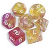 QMAY DND Dice Polyhedral Dice Set - 7 pezzi per Dungeon and Dragons MTG RPG D&D D20, D12, D10, D%, D8, D6, D4 (giallo misto con viola + glitter)