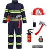 Generico Costume Pompiere Bambino 8 Pezzi - Vestito Carnevale Bambino Pompiere Vestiti Vigile del Bambini 1-16 Anni per Carnevale, Cosplay e Halloween