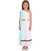 Mufeng Costume da Dea Greca Ateniese Bambina Costume Imperatrice Romana Monospalla Vestito Regina Egiziana Cosplay per Feste di Carnevale Halloween Natale Blu 11-12 anni