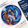 Figured'Art Dipingere con i Numeri su Disco di Legno da 30 cm - Paint by Numbers, Lupo, Passatempo per Adulti, Kit Completo, Hobby Creativi - Quadri fai da te