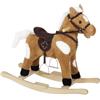 WOLTU Cavallo a Dondolo in Legno per Bambini, Cavalluccio Cavalcabile in Peluche con Suoni, Giocattolo Regalo per Bimbi 1/2/3 Anni, Marrone e Bianco
