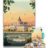 LLONGKT Puzzle del Parlamento di Budapest per adulti e ragazzi, 1000 pezzi, gioco stimolante, ogni pezzo è unico, gioco stimolante e divertente per tutta la famiglia, 38x26cm