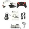 Quibuilds Escavatore RC in lega scala 1/14 con grabber a sfera, artiglio e trapano, telecomando 22CH e luci effetti sonori, regalo per gli amanti dei veicoli da costruzione RC (bianco)