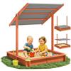 SPIELWERK® Sabbiera con Tetto 120x120cm Protezione UV 50 Legno Naturale Sandbox per Bambini Gioco Esterno Playhouse