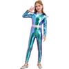 iiniim Costume da Astronauta Ragazze Alieno Gioco di Ruolo Manica Lunga Lucido Body Tuta Costumi in Maschera