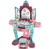 BAKAJI Specchiera Toeletta per Bambine con Sensore di Apertura Porte Set Bellezza Make Up Mobile con Sgabello e Accessori Realistici Gioco con Luci e Suoni con Cassetto Contenitore Sicuro Robusto