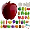 Generico Set Di Gioco Frutta E Verdura Finta Da Tagliare Per Bambini, Giocattoli Educativi Con Cestino - 30+ Pezzi Giocattoli Cucina In Legno, Regalo Per Bambine E Bambini Di 3, 4, 5 Anni