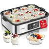 FOHERE Yogurtiera Elettrica con LCD Display, 12 Vasetti da 180 ml in Vetro, Time