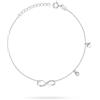 Sakrami Bracciale Donna e Ragazza in Argento 925 Dorato o Rodiato con Infinito, Cuore e Punto Luce - Scatola Personalizzabile - Idea Regalo per Anniversario Compleanno San Valentino (Rodiato)