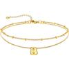 U7 Bracciale Cavigliera Donna con Ciondolo Iniziale B Personalizzato in Acciaio Inossidabile, Cavigliera Doppio Strato con Lettera A colore Oro, Gioielli per Estiva e Vacanze