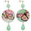 IN LeboleCollezione The Circle DOR67 Farfalla Orecchini da Donna in Ottone Pietra Verde Giada