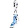 PANDORA Disney Pendente a forma di scarpa di Cenerentola in argento Sterling con eleganti zirconi cubici azzurri e cristalli blu forever