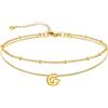 U7 Bracciale Cavigliera Donna con Ciondolo Iniziale G Personalizzato in Acciaio Inossidabile, Cavigliera Doppio Strato con Lettera A colore Oro, Gioielli per Estiva e Vacanze