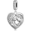 GNOCE Amorevole madre e figlia cuore ciondolo Charms per bracciale/collana, 925 Charms argento sterling Dangle per le donne ragazze moglie figlia, festa della mamma gioielli regalo