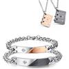 KIM JOHANSON® Coppia di gioielli in acciaio inox, bracciale e collana * Romance* in argento, coppia di gioielli per uomo e donna, regalo per coppie, impermeabile, incisione | BFF | regolabile con