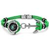 amorili Bracciale Uomo con Bussola Ancora e Corda in Acciaio Inox - Simbolo Nautico Marino - Idea Regalo Mare Estate - Braccialetto Uomo Elegante (verde)