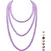 genkigold Collana Lunga di Perle per Donne Degli Anni '20 - PARIGI - Perle di Cultura Naturali - Lussuose Perle di 8mm Eleganza Senza Tempo Lunghezza 150cm(60) - per Ogni Occasione Speciale -Porpora