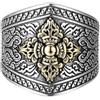 ZQIUDLOF S925 Anello Con Pestello Vajra Floreale in Argento Sterling, Anello Da Uomo Personalizzato Vintage Aperto E Regolabile,Argento,10
