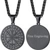 FaithHeart Collane Uomo Personalizzabile Stile Vichingo Ciondolo Runico Pendente Pentagramma/Bussola/Nodo Celtico/Yin Yang Gioielli Nordici Portafortuna per Uomini Ragazzi Catena 55+5cm