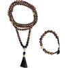 Samsara Original Mala Tibetana da Preghiera 108 Grani in Legno d'Agar AAA ed Onice - Artigianale, Rosario Buddista | 0,5cm di spazio per far scorrere le Perle | Guru e Nappa (MALA & BRACCIALE)