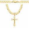 AMAR Amor Luxury Collana da uomo in oro 585, catena 925/585, catena a maglia bizantina da 60 cm, collana a croce in oro, da 6,5 mm