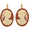 Mokilu' - Gioielli - Orecchini Vintage - Donna - Ottone dorato 24kt - Cammeo