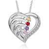 RolaOnly Regali di Natale per Donne Collana Personalizzata in Argento S925 con 2-5 Pietre Portafortuna, Nome Inciso, Gioielli con Ciondolo a Forma di Cuore Personalizzati