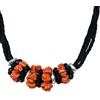 Sicilia Bedda - Collana in Corallo Rosso del Mediterraneo e Agata nera - Prodotto realizzato a Mano.