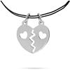 inSCINTILLE Collana coppia con Cuore Divisibile lui e lei in Argento 925 Vari Soggetti per fidanzati, puo essere spezzato (2.5cm x 2cm, Traforato)