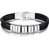 kaululu Bracciale Pelle Uomo Personalizzato in Argento con Famiglia Coppia Nomi Incisione Braccialetti Uomo con 5 Nomi per Padre Fidanzato Migliore Amico Personalizzati Bracciali （Silver）