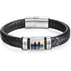 lorajewel Bracciale Personalizzato da Uomo con Nome Bracciale con Foto in Pelle Regalo per Uomo Papà Nonno Marito Fidanzato (Argento-2)