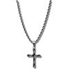 CRBNCNCPT Collana da uomo con croce in carbonio e catena in acciaio inox nero, 55 cm e 65 cm, da uomo, impermeabile, antiruggine, Acciaio inossidabile acciaio inox Fibra di carbonio