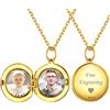 ChicSilver Collana Personalizzata Argento 925 con 2 Foto, Ciondolo Portafoto Personalizzato Oro Lunga 45+5cm, Collana Tondo Ciondolo Personalizzato, Idee Regalo per Natale Anniversario