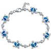 Bling Jewelry Nautico Acquatico Spiaggia Tropicale Vacanza Iridescente Blu Creato Opale Intarsio Mare Tartaruga Cz Accento Cuore Multi Fascino Tartarughe Bracciale Per Le Donne Adolescenti .925 Sterling Silver