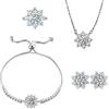 Sumpgle Set di gioielli in moissanite con design a girasole regolabile con anello, orecchini, collana e ciondolo, quattro pezzi accessori da collezione