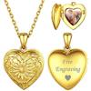 ChicSilver Collana Personalizzata Argento 925 con Foto Incisione, Ciondolo Portafoto Personalizzato Oro Lunga 45+5cm, Collana Cuore Ciondolo Personalizzato, Idee Regalo per Natale Anniversario