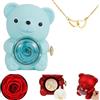 Caduola Collana con ciondolo a forma di cuore inciso, con confezione regalo a forma di orso in vera rosa, confezione regalo rosa conservata per donna, 1 count (Pack of 1), Carta