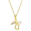 Sakrami Collana in Oro 9 kt con Pendente a forma di Angioletto con ali ricoperte di Zirconi bianchi. Perfetto come regalo per Battesimi, Comunioni e Cresime ,Compleanno + Confezione Regalo Personalizzata