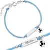 Sakrami Bracciale Argento 925 Bimbo Cordoncino Azzurro Pallone da Calcio Piastrina Incidibile Kids Collection + Confezione Regalo Personalizzata - Braccialetto per Nascita Comunione o Battesimo