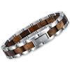 Woodstar (SILVER CROCODILE Bracciale da Uomo in Acciaio e Legno, Gioielli Moda Maschile, Braccialetto Regolabile B18-003