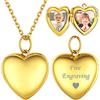 ChicSilver Collana Personalizzata Argento 925 con 2 Foto, Ciondolo Portafoto Personalizzato Oro Lunga 40+5cm, Collana Cuore Ciondolo Personalizzato, Idee Regalo per Natale Anniversario